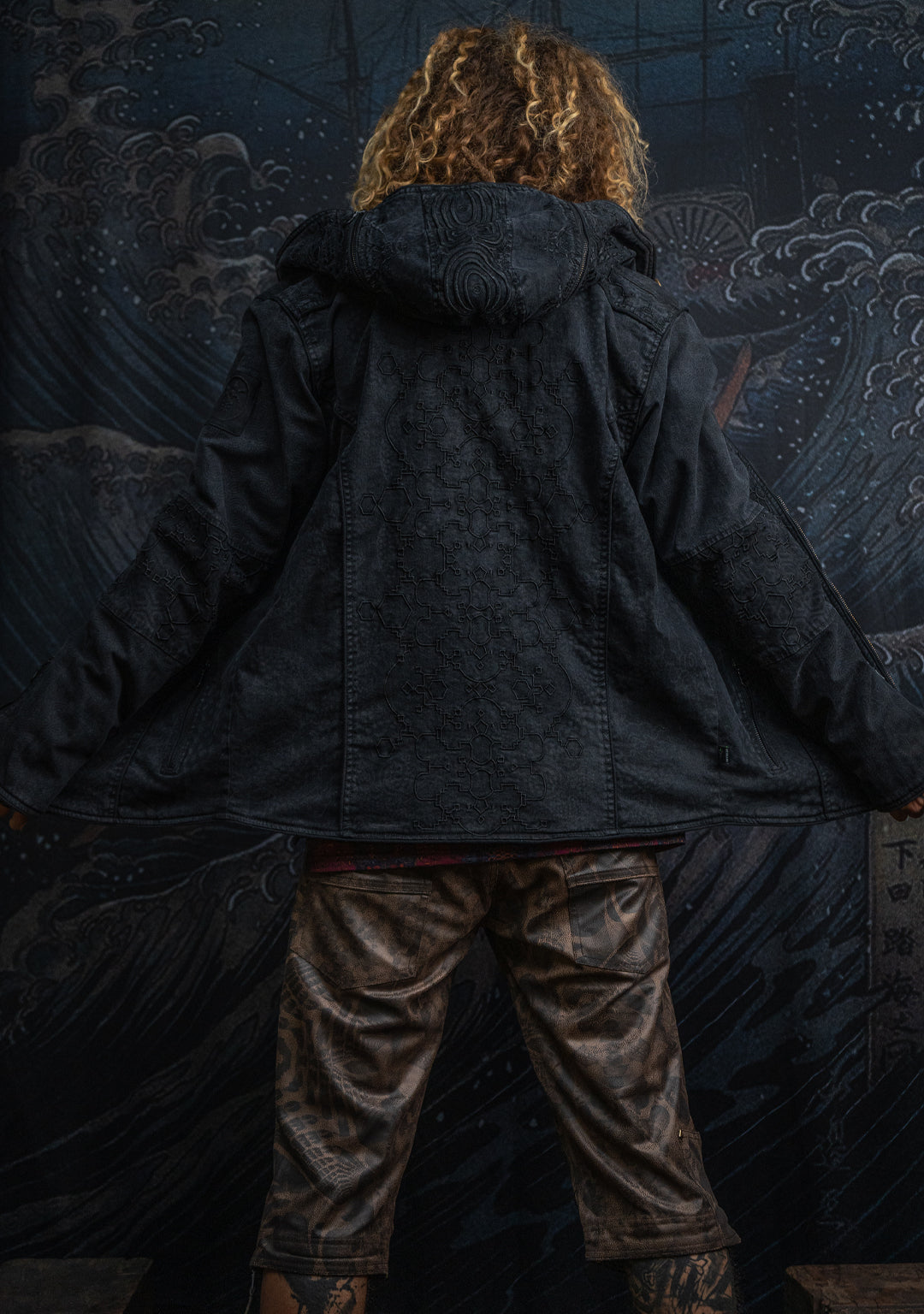 Jacket Men / Denim Stretchy Laser Print Digital Embroidery Stonewashed - DRAGONS IKARO